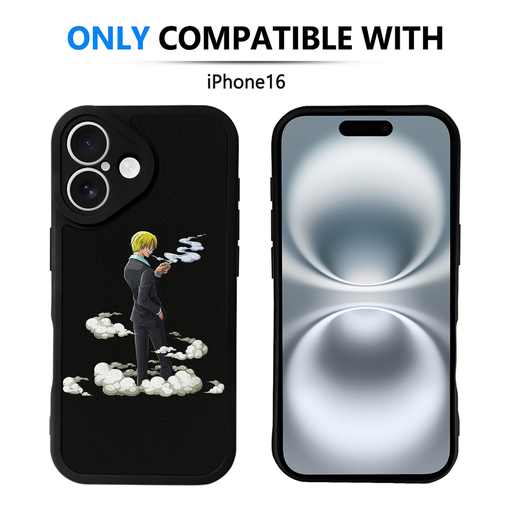 （画像用） ワンピース サンジ ONE PIECE Sanji 【iPhone 16シリーズ対応】シリコンスマホケース（レザー調） 材質：シリコン